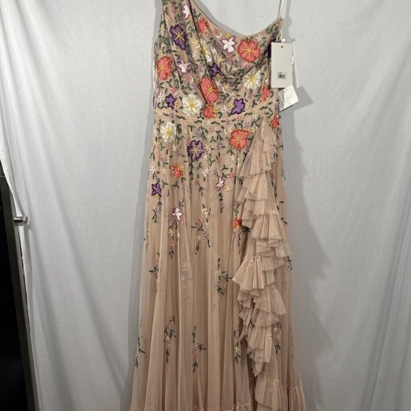 Mac Duggal 9164 Embellished One Shoulder Asymmetrical Hem Dress Size 6 $698